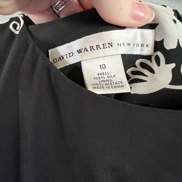 David Warren New York Black Floral 100% Silk dress - Picture 3 of 4